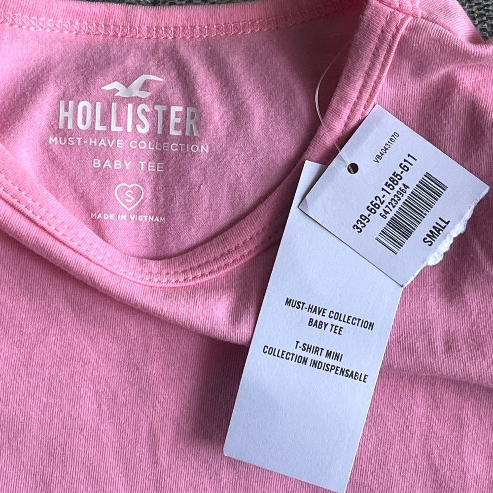 Hollister Women's Bright Pink Short Baby Tee - Picture 3 of 4